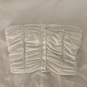 Forever 21 Cream Ruched Strapless Top